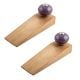 2 Pieces Purple Round Ceramic Wooden Door Stopper